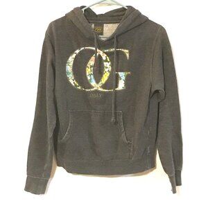 Obey Athletic Small Women Gray Hoodie OG Floral Flowers Long Sleeve Sweater